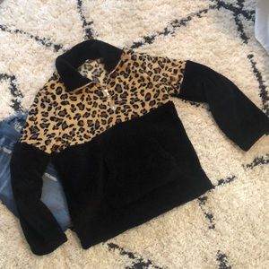 Cheetah fleece pullover